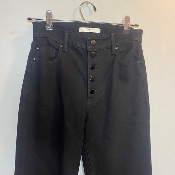 NWT Fidelity Denim Katie Jeans Mid-Rise Slim Flared Jett Black Dark Wash Size 26 - Picture 4 of 8